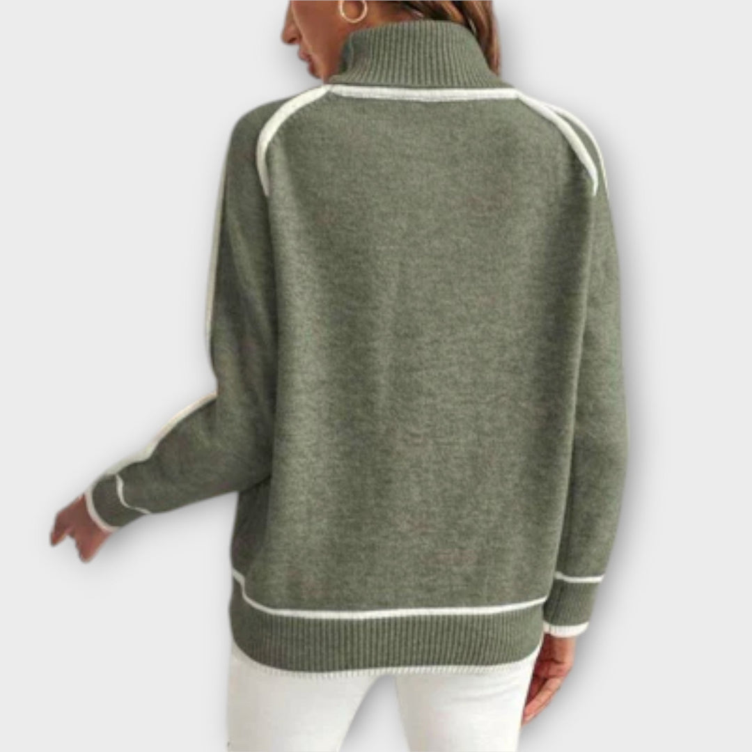 Cristina - Olive Green Knit Sweater