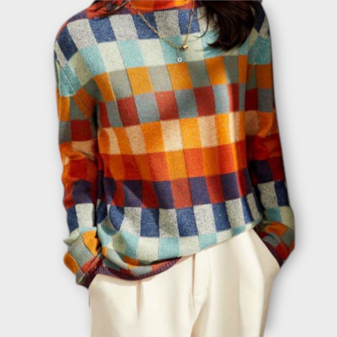 Erika - Patchwork Turtleneck Sweater