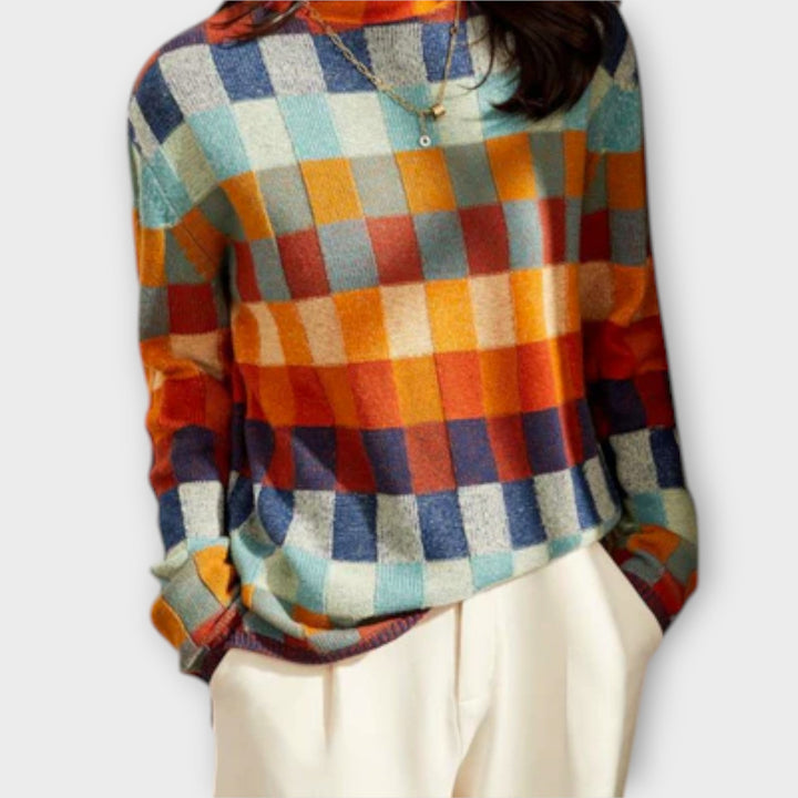 Erika - Patchwork Turtleneck Sweater