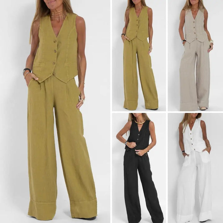 Elise | Vest & Wide-Leg Trouser Effortless Set