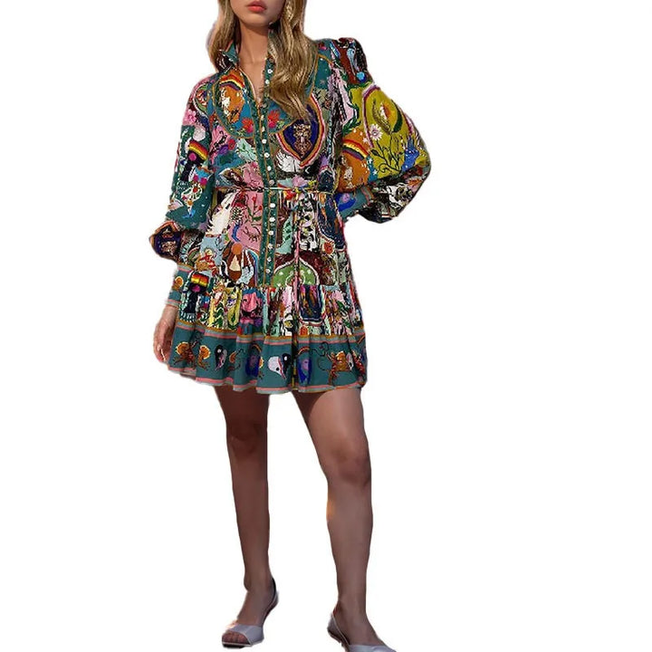 Tiara | Printed Love-Me Graffiti Dress (Puff sleeve)