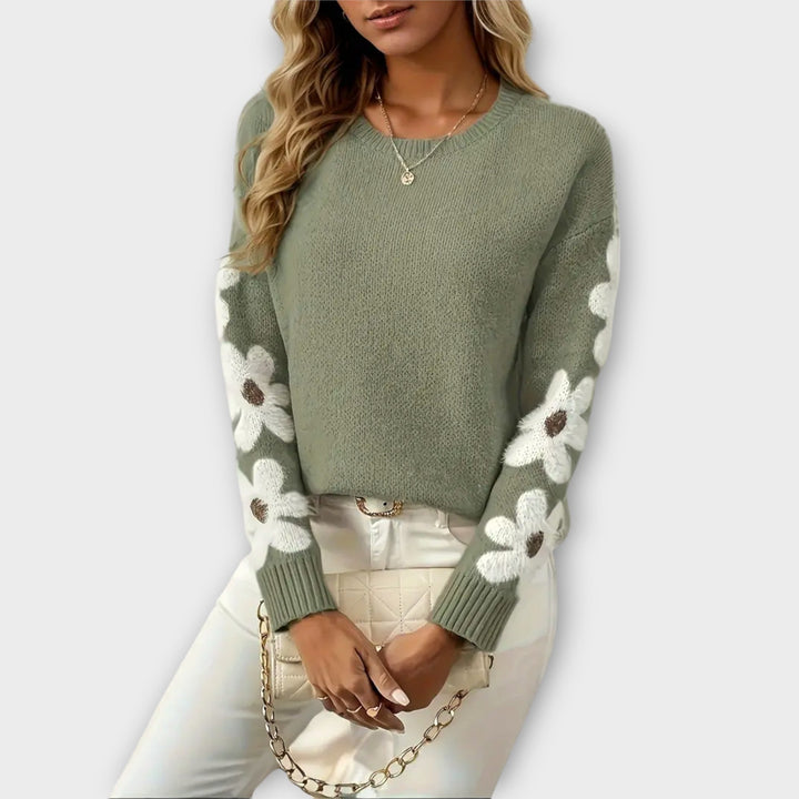 The Silky - Soft Knit Sweater with Floral Design