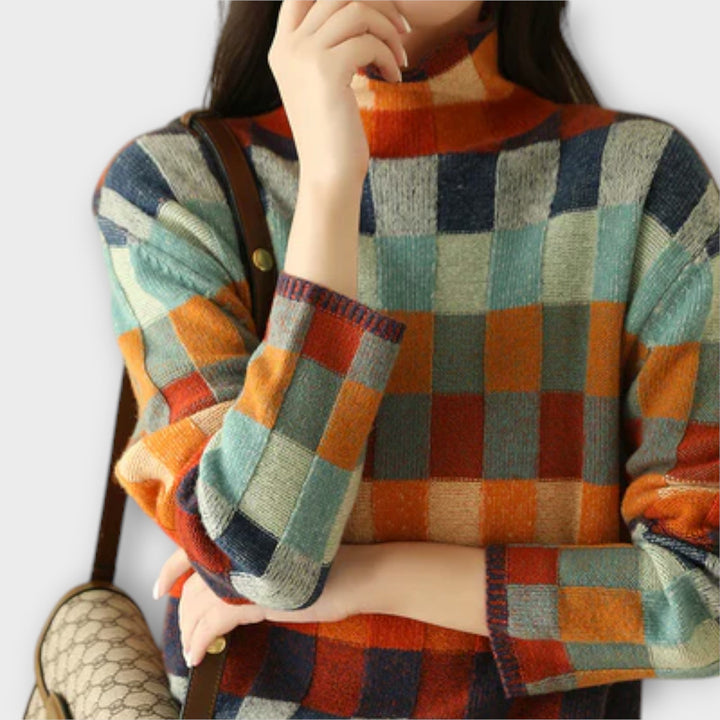 Erika - Patchwork Turtleneck Sweater