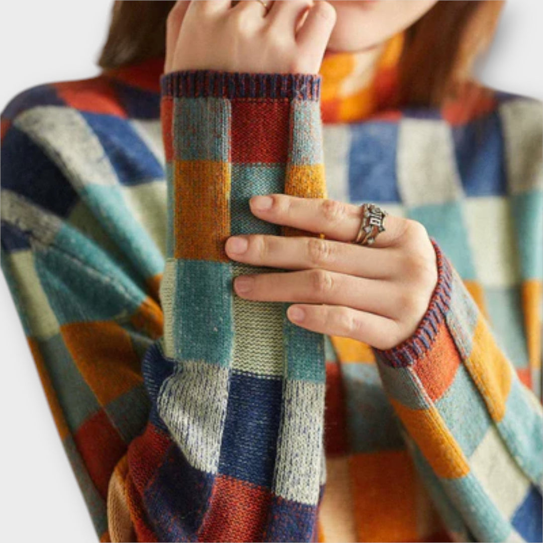 Erika - Patchwork Turtleneck Sweater